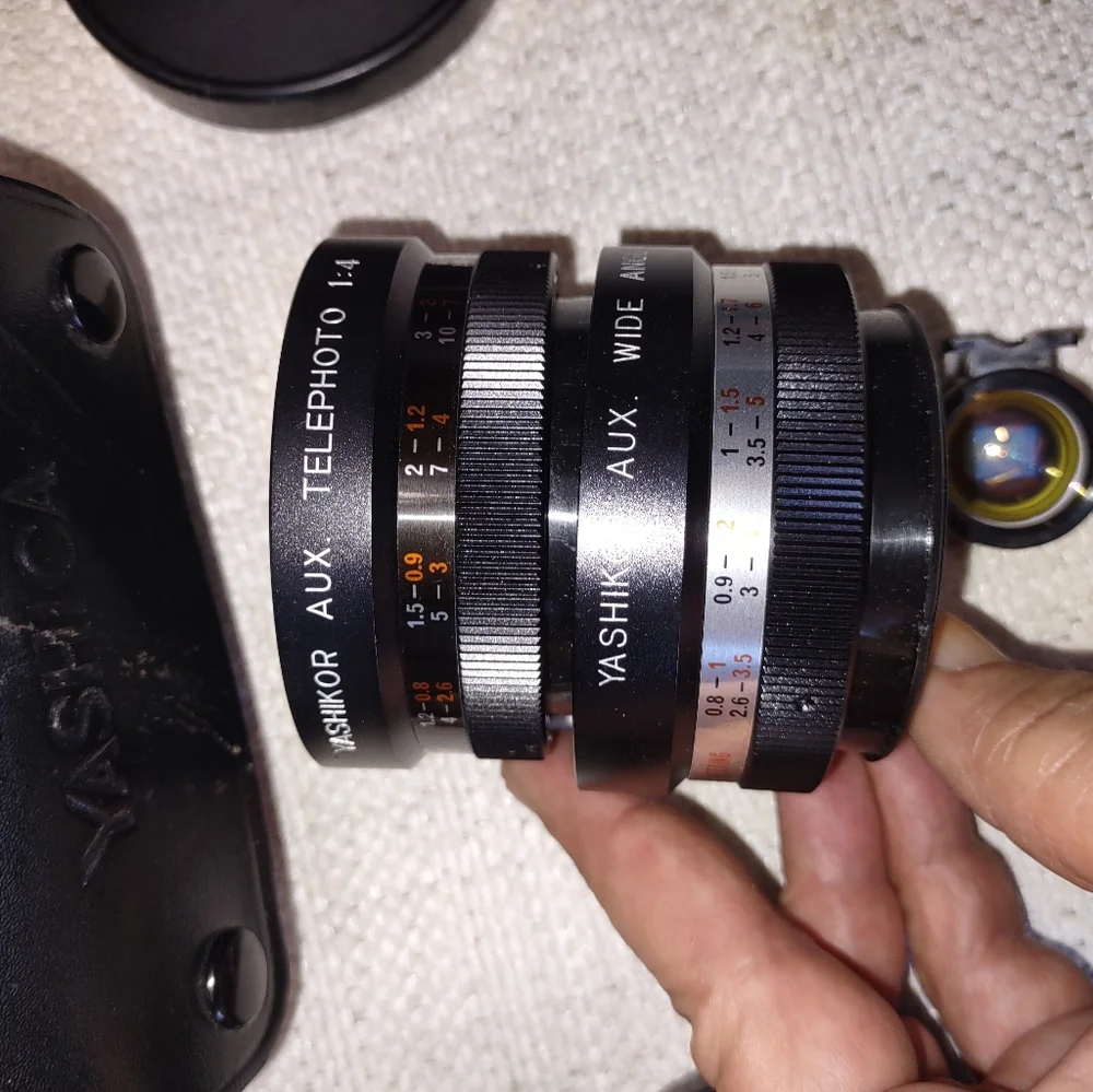 Yashika camera lenses and case